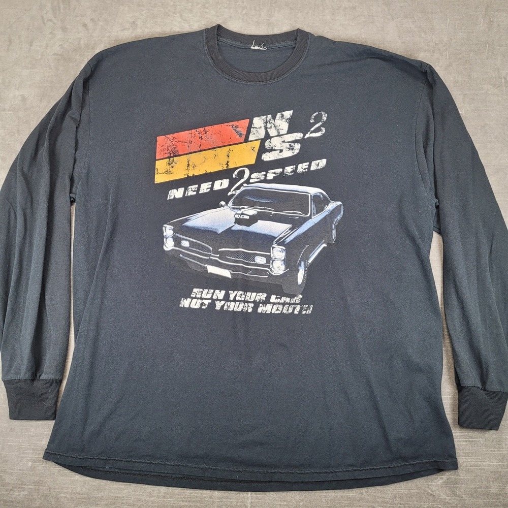 Vintage Need 2 Speed Racing Graphic Long Sleeve Shirt‎ Black Men's XL Grunge Y2K